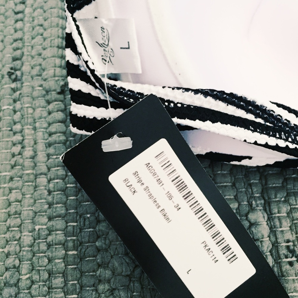 Nasty Gal Black Striped NWT Bikini - Picture 2 of 6